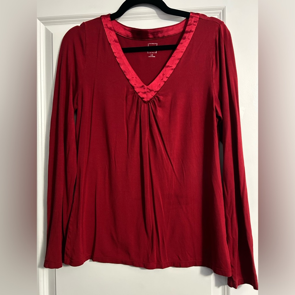 Red Long Sleeve Top with shiny trim.